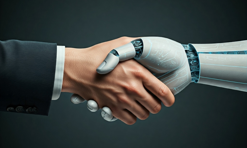 Handshake between a human and a robot